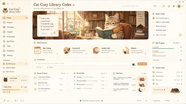 Cozy Library Cat Codex Dream Skin preview